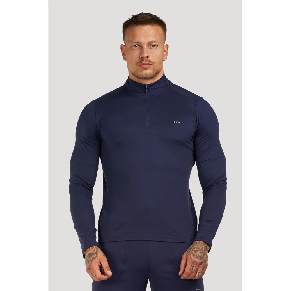 Icon Amsterdam Mens XL Navy Blue Quarter Zip Long Sleeve Performance Pullover